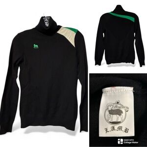 L.A.M.B. Black and Green 100% wool Sweater